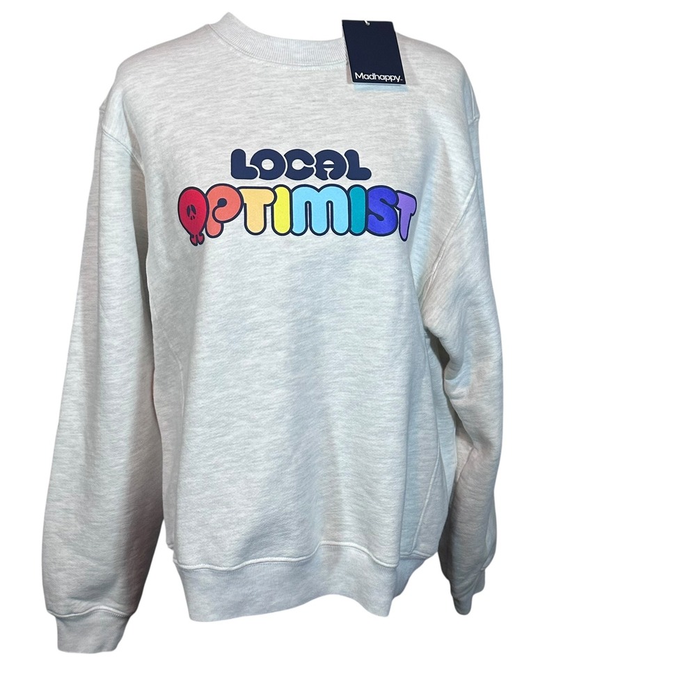 Madhappy‎ Local Optimist Crewneck Sweatshirt NWT Unisex Small Ash Gray Fleece